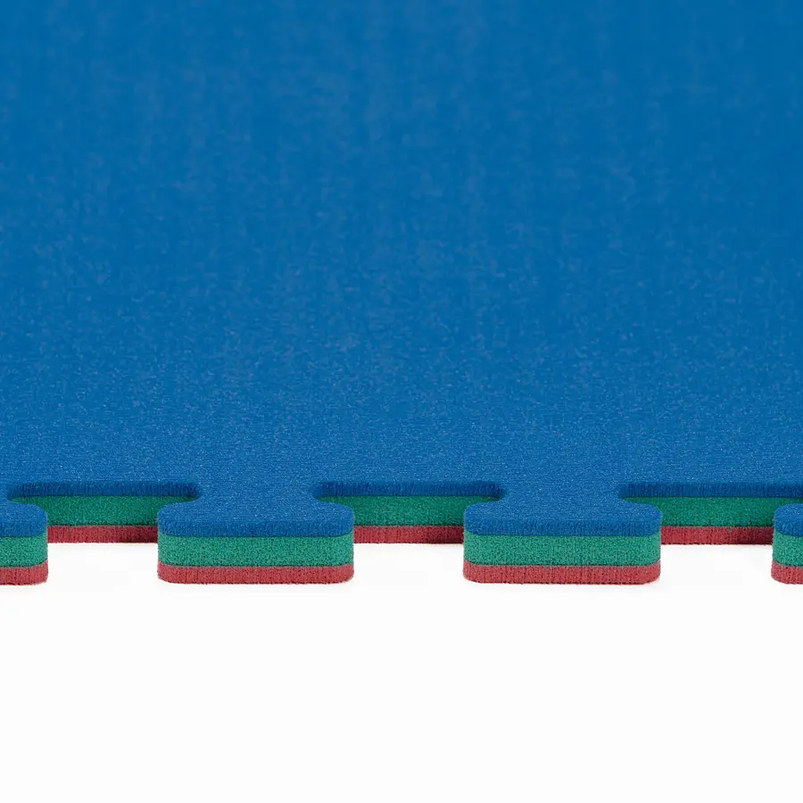 Judomatta Tatami 1 x1 m - 2 cm tjock Tatami officiell tävlingsmatta | Blå/Röd 