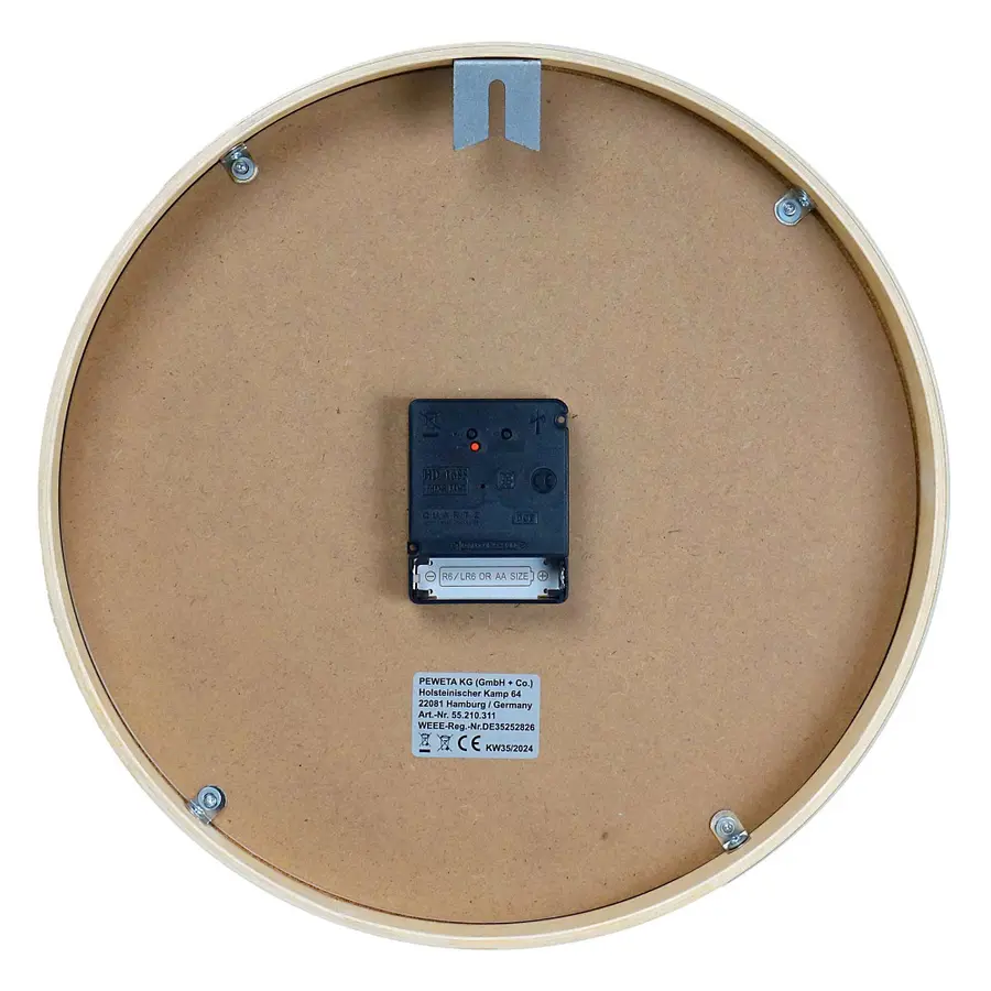 Peweta väggklocka 30 cm Inomhus | Batteridriven | Siffror 