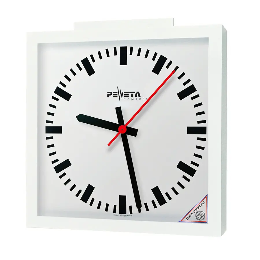 Peweta radiostyrd väggklocka 50x50 Inomhus | Batteridrift | DIN-markeringar 
