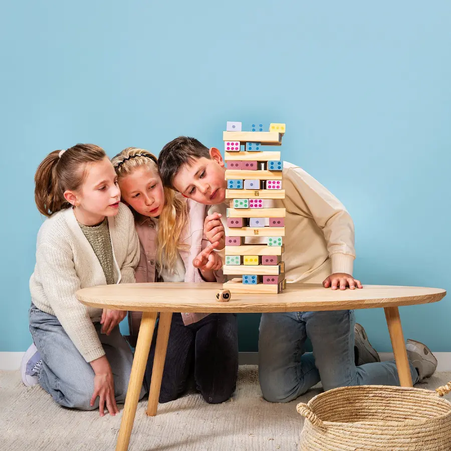 Giant Jenga nummer stapelspel Samarbete, koordination och koncentratio 