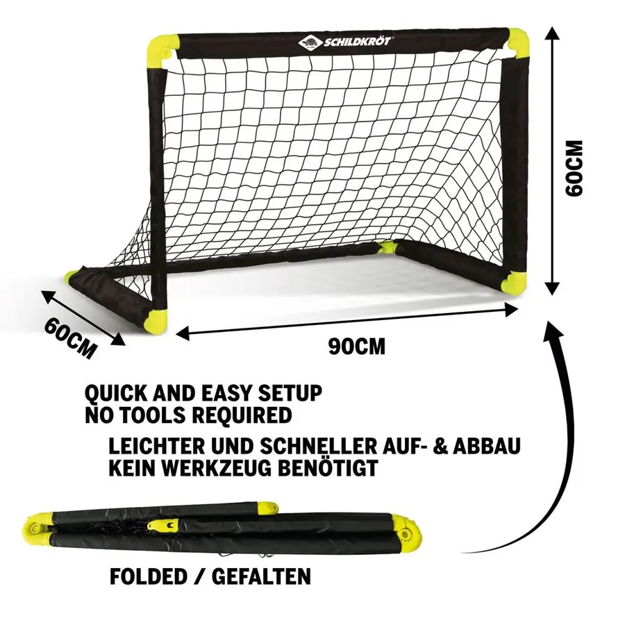 Schildkröt Fotbollsmål | 1 stk 90x60 cm | Hopfällbart mål 