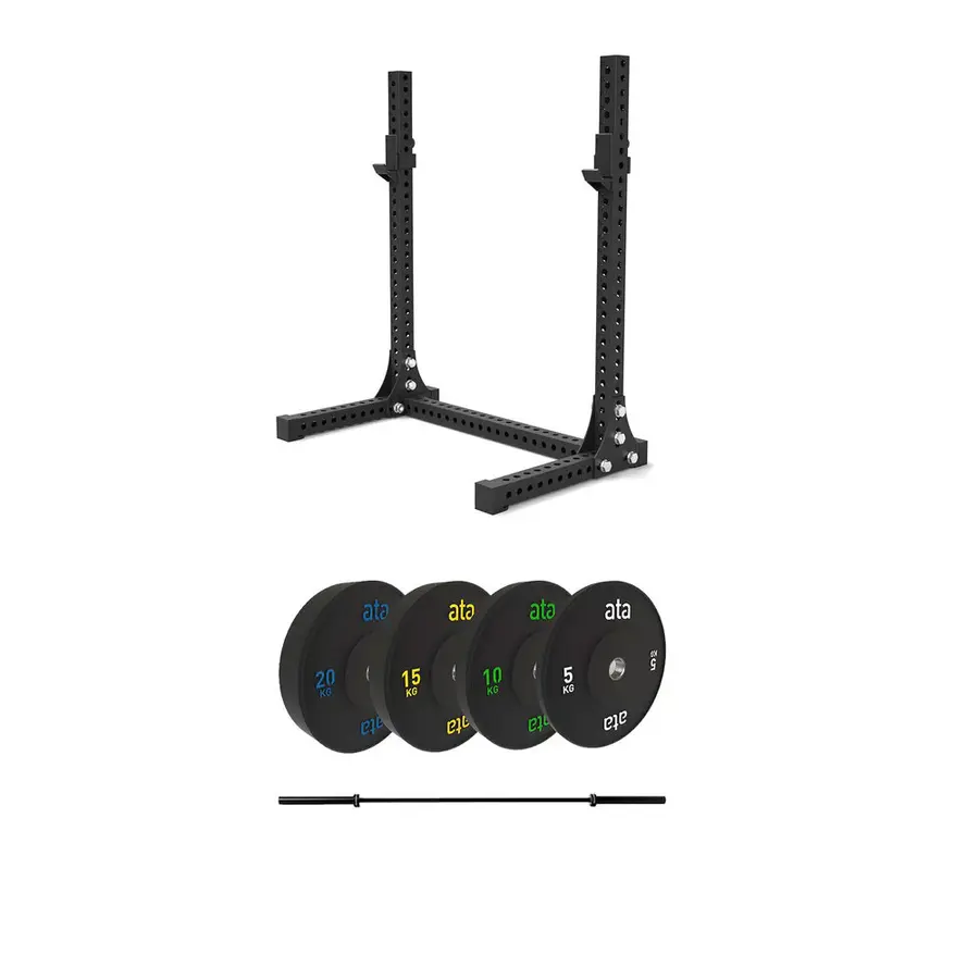 ata Pro Elite Squat Rack Bumper Plate Paket 100 kg + XF Bar 20 kg 