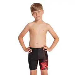 Wired Red Mid Jammer Badbyxa jr 116cm Zoggs | Svart/R&#246;d | Ecolast