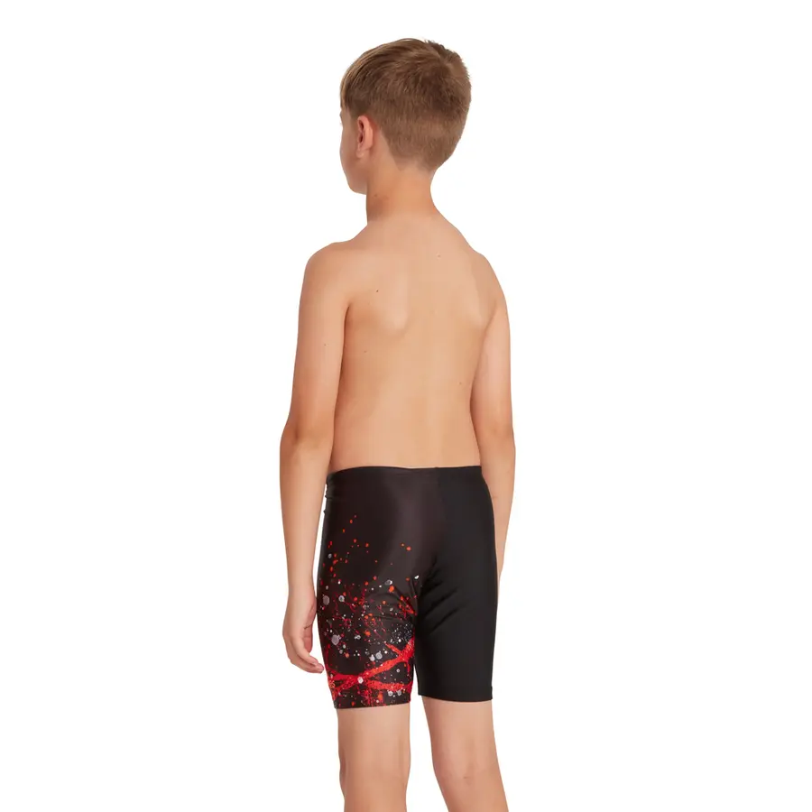 Wired Red Mid Jammer Badbyxa jr 116cm Zoggs | Svart/Röd | Ecolast 