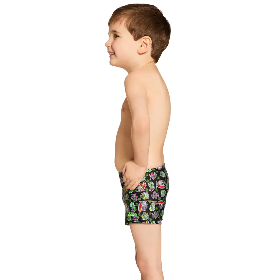 Finzilla Hip Racer Badbyxa 98cm Zoggs | Svart/Flerfärgad | Ecolast 