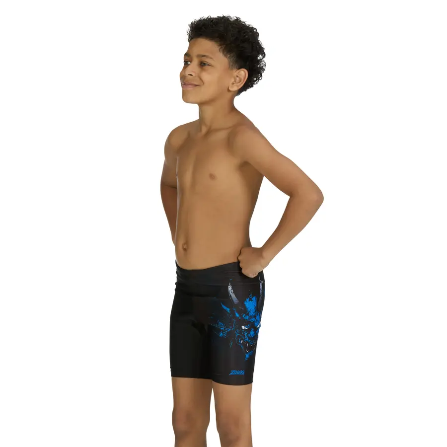 Demon Mid Jammer Badbyxa jr 128cm Zoggs | Svart/Flerfärgad | Ecolast 