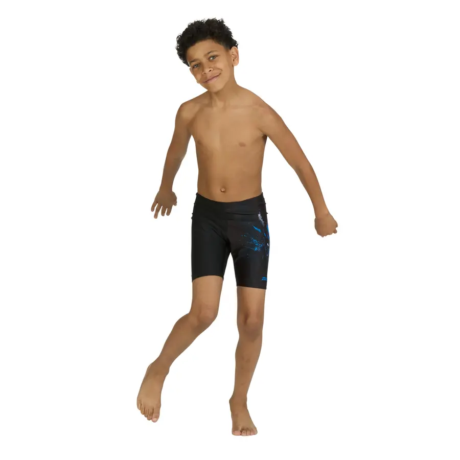 Demon Mid Jammer Badbyxa jr 128cm Zoggs | Svart/Flerfärgad | Ecolast 