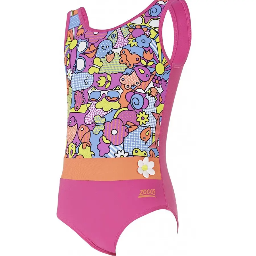 Playtime Retro Scoopback Baddräkt 80cm Zoggs - Multi/Rosa - Elastomax - Barn 