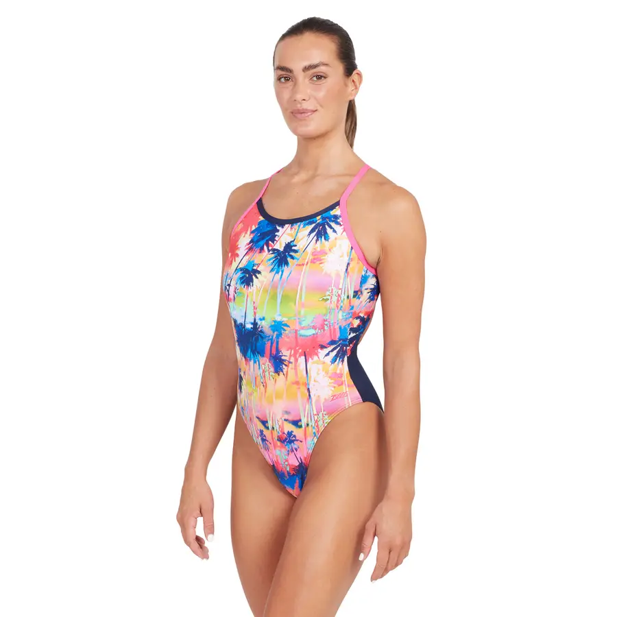 Sunset Tri Back Baddräkt EU36 Zoggs | Flerfärgad | Ecolast+ 