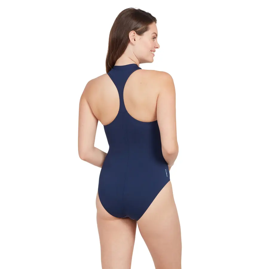 Sunset Bloom Zip One Piece Baddräkt EU46 Zoggs | Blå/ Flerfärgad | Ecolast 