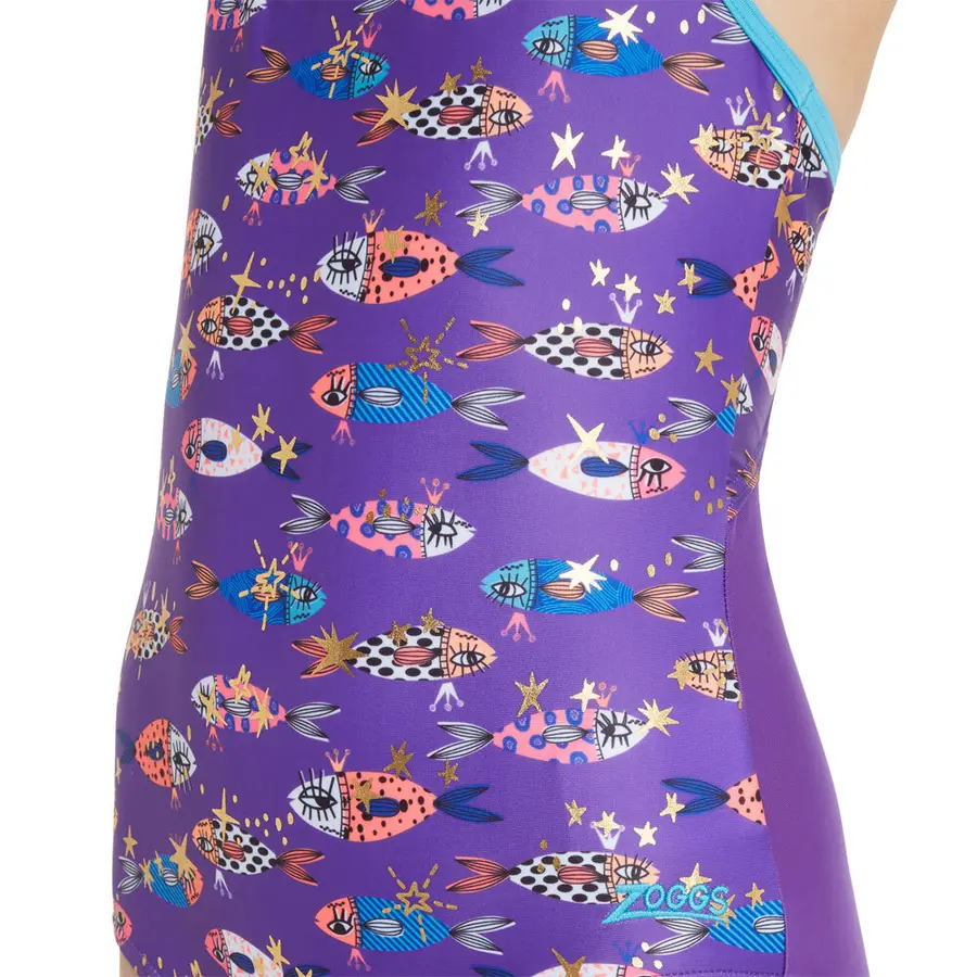 Fishes Sprintback Baddräkt jr 116cm Zoggs | Lila/Flerfärgad | Ecolast 