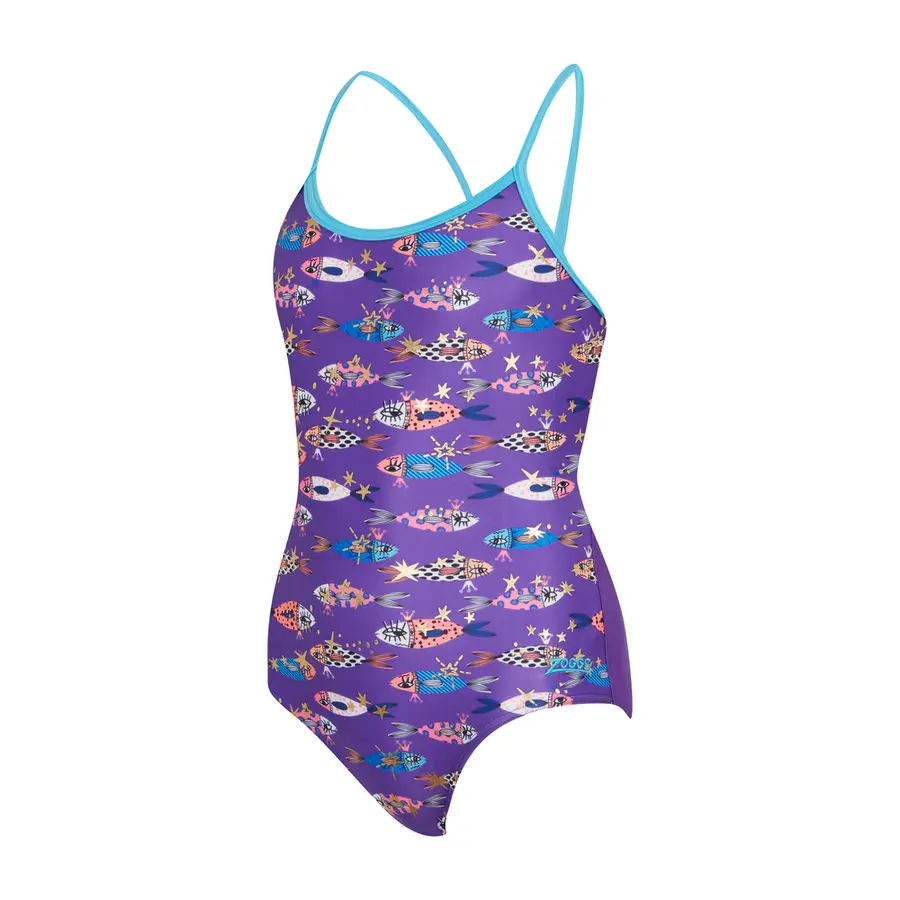 Fishes Sprintback Baddräkt jr 116cm Zoggs | Lila/Flerfärgad | Ecolast 