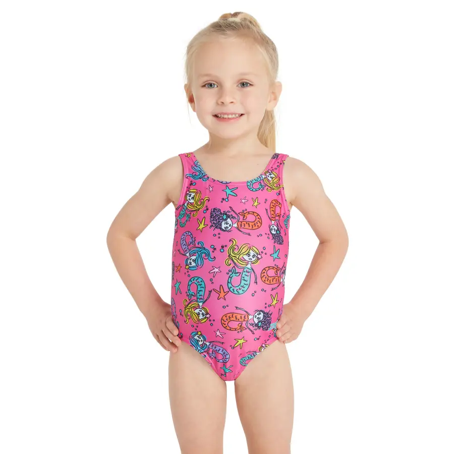 Merry Maiden Scoopback Baddräkt 92cm Zoggs | Rosa/Flerfärgad | Ecolast 