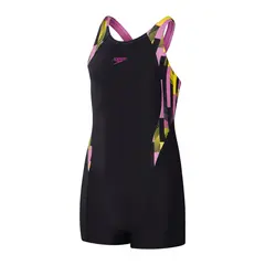 Printed Panel Legsuit Baddr&#228;kt jr 116 Speedo | Svart/Rosa | EnduraFlex