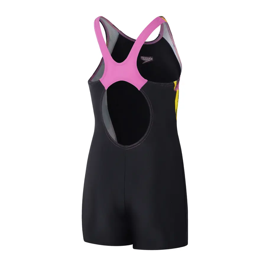 Printed Panel Legsuit Baddräkt jr 116 Speedo | Svart/Rosa | EnduraFlex 