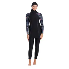 Dusk Modesty Suit Side Cut Burkini 42 Zoggs | Svart/Flerf&#228;rgad | Elastomax