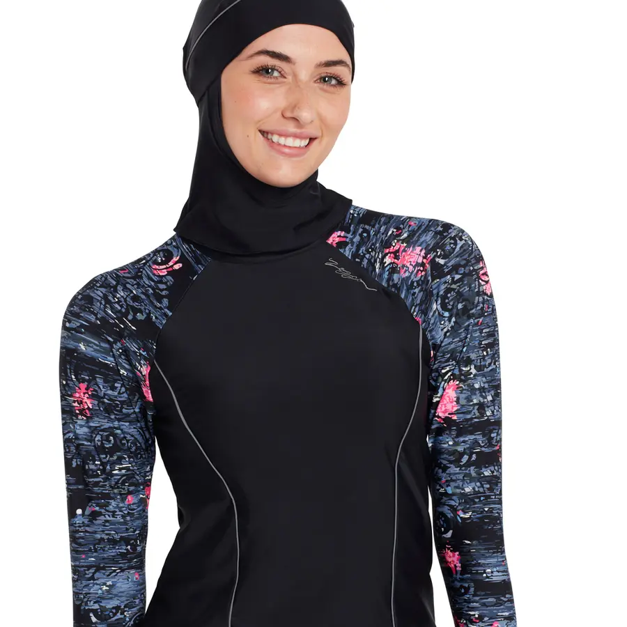 Dusk Modesty Suit Side Cut Burkini 42 Zoggs | Svart/Flerfärgad | Elastomax 