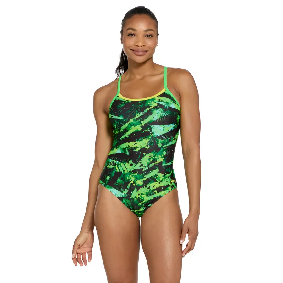 Greengame Strikeback Baddräkt EU30 Zoggs | Grön/Svart/Gul | Ecolast 