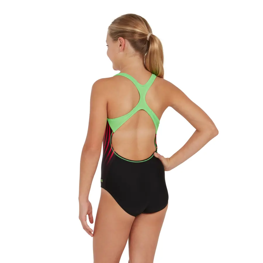 Neon Vibe Rowleeback Baddräkt jr 116cm Zoggs | Svart/Flerfärgad | Ecolast 