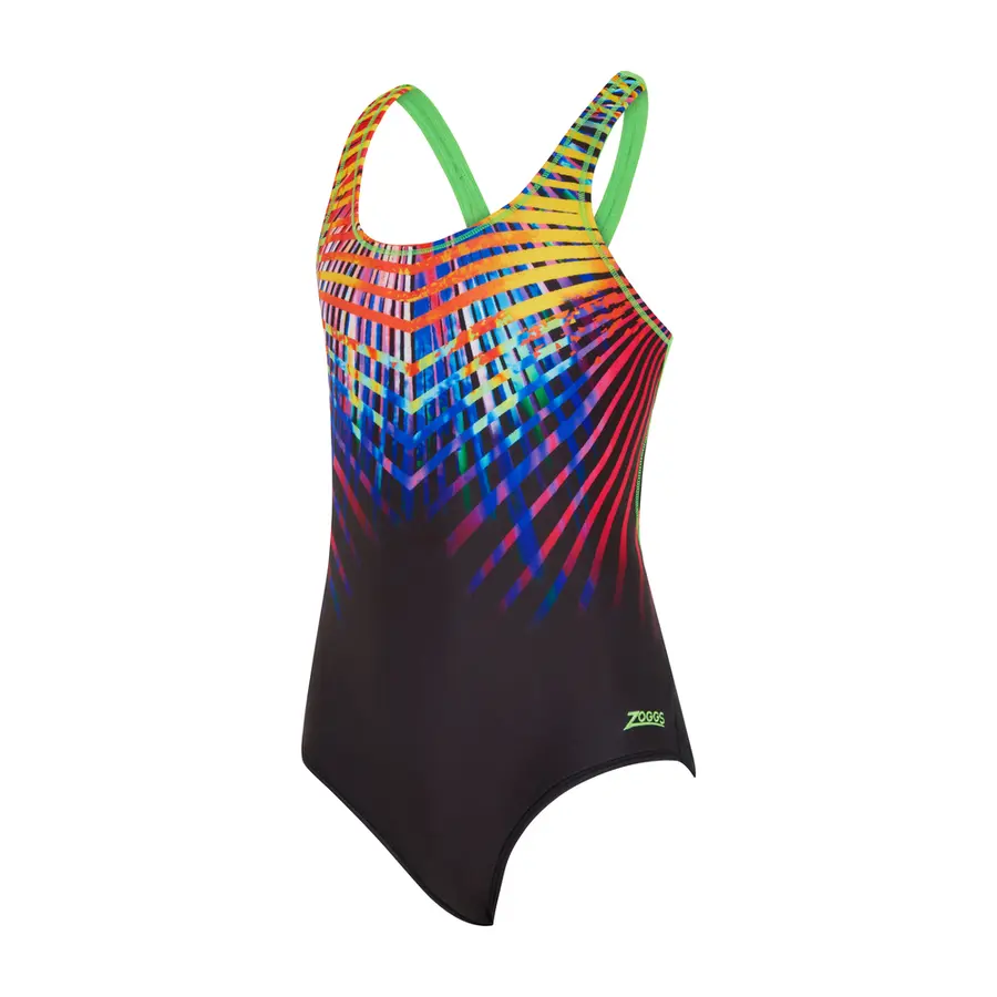Neon Vibe Rowleeback Baddräkt jr 116cm Zoggs | Svart/Flerfärgad | Ecolast 