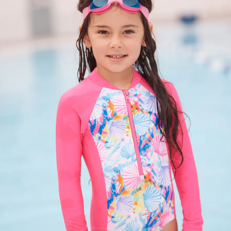 Crazy Clams Paddle Suit Baddräkt 92cm Zoggs | Rosa/Flerfärgad | Ecolast 