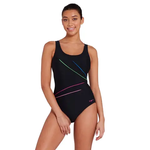 Prism Geo Adjustable Scoopback Baddr&#228;kt Zoggs | Svart/R&#228;nder / Ecolast +