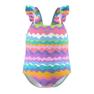 Print Frill Thinstrap Baddräkt jr Speedo | Flerfärgad | EnduraSoft