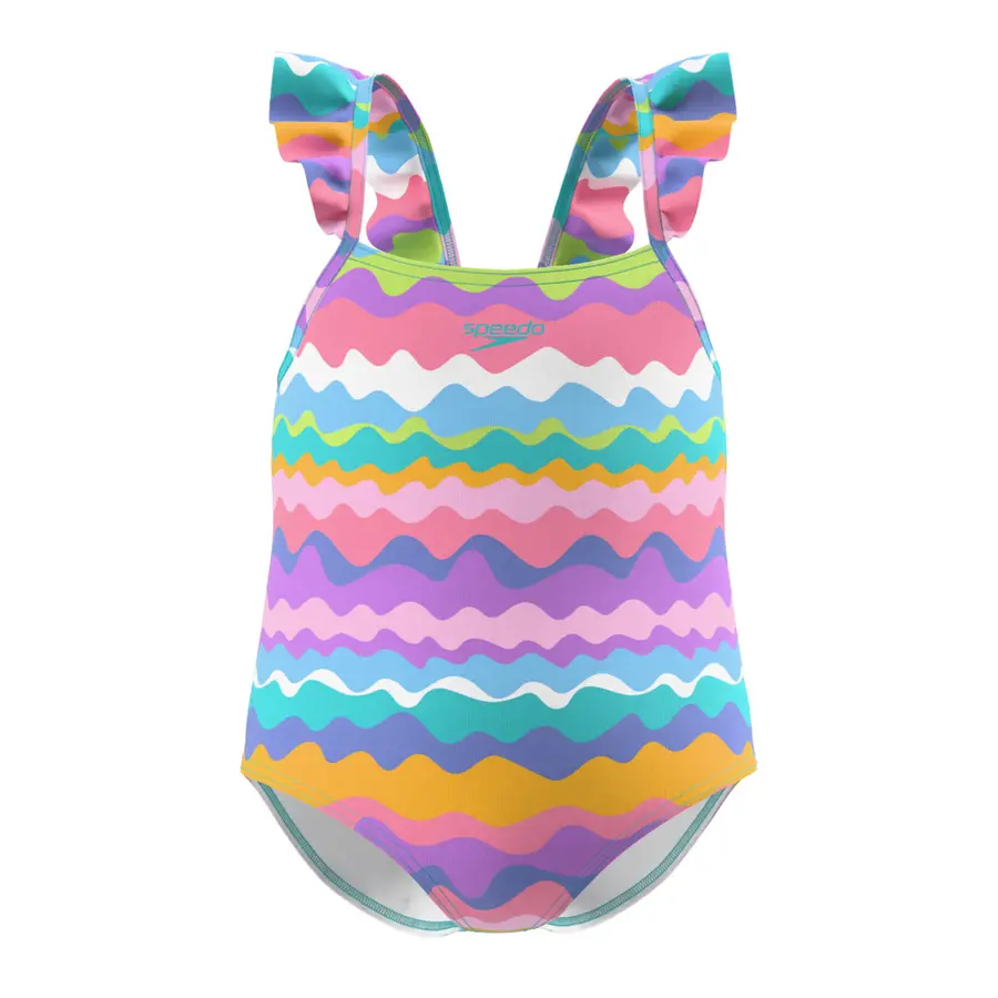 Print Frill Thinstrap Baddräkt jr 98 Speedo | Flerfärgad | EnduraSoft 