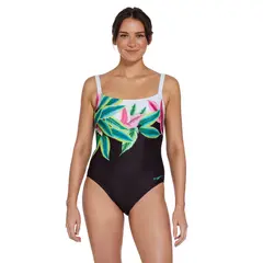 Plantopia Adj. Classicback Baddräkt 34 Zoggs | Svart/Flerfärgad | Ecolast