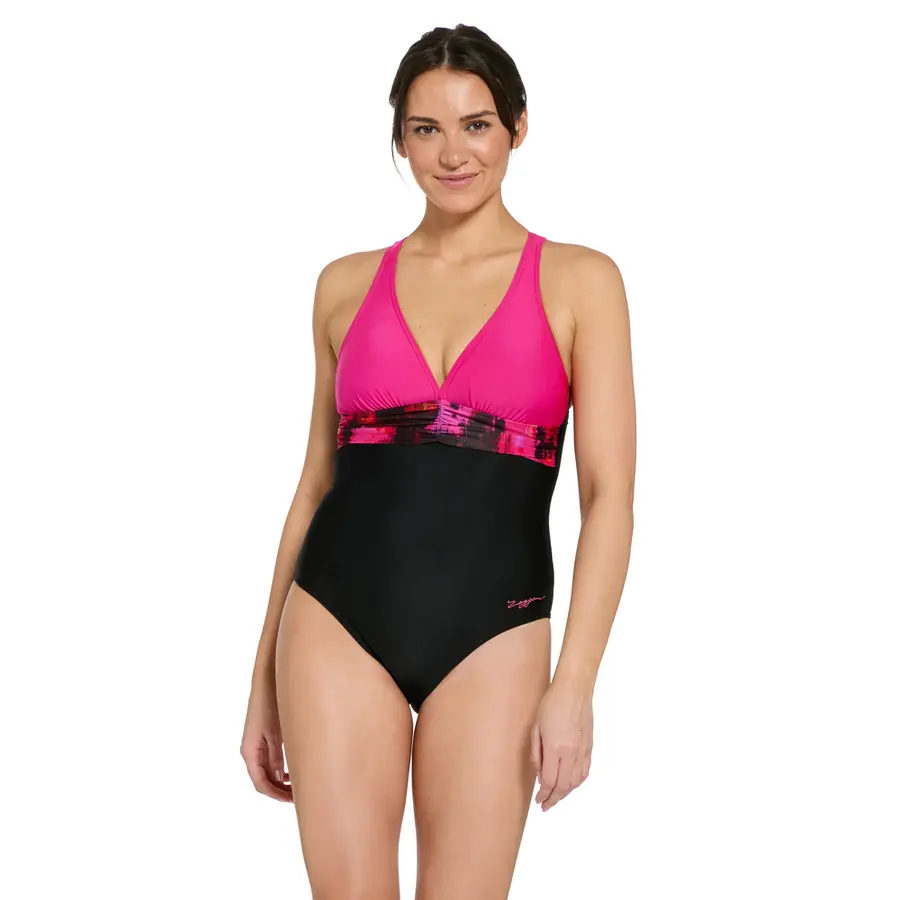 Inferno Panel Crossback Baddräkt EU34 Zoggs | Svart/Flerfärgad | Ecolast 