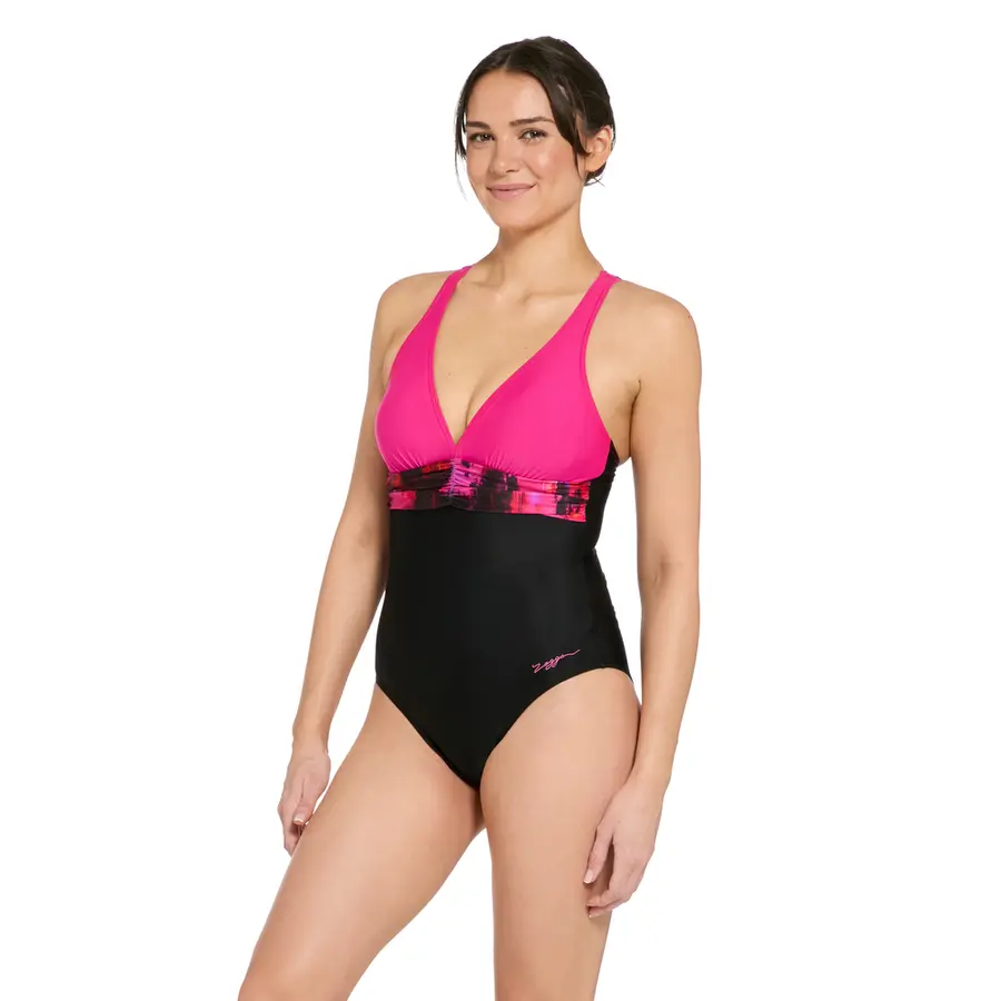 Inferno Panel Crossback Baddräkt EU34 Zoggs | Svart/Flerfärgad | Ecolast 