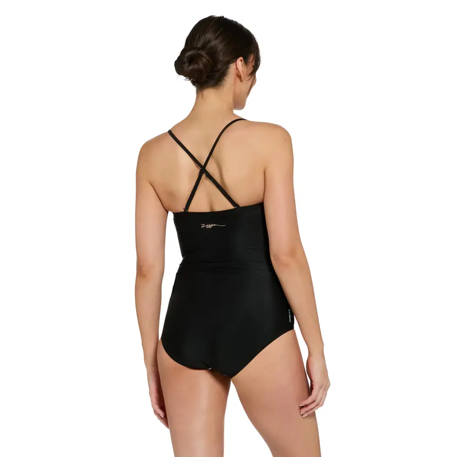 Moonstone Ruched Bandeau Baddräkt EU36 Zoggs | Svart/Flerfärgad | Ecolast 