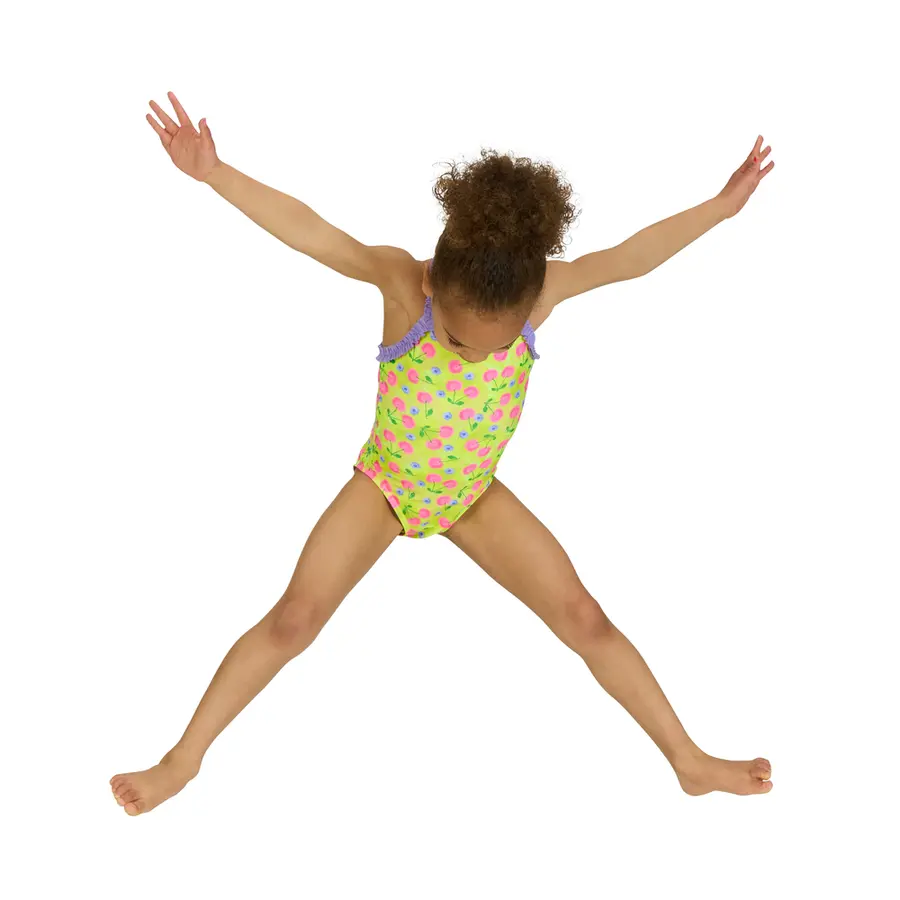 Cherries Ruffle Crossback Baddräkt 116 Zoggs | Gul/Flerfärgad | Ecolast 
