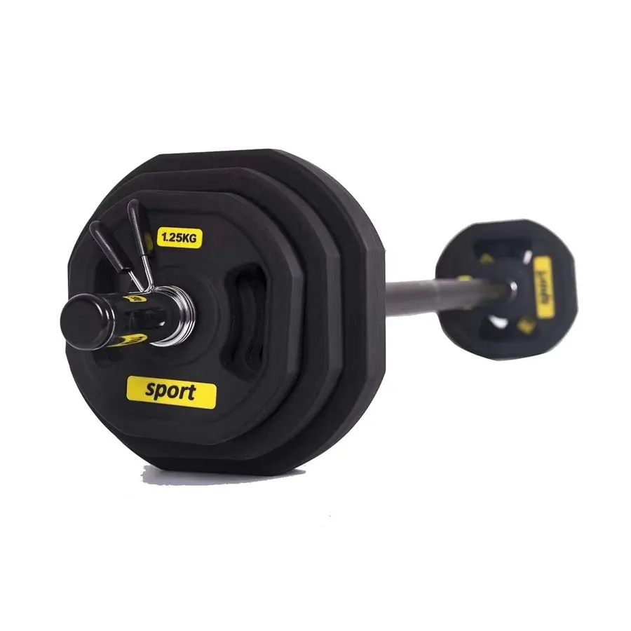 Bodypumpsett Gymtec Viktset 20 kg Viktstång 140 cm | Viktskivor| Fjäderlås 