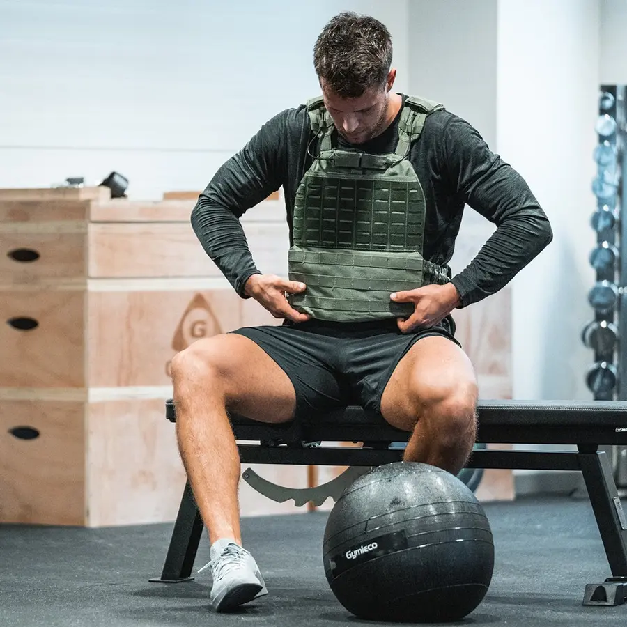 Viktväst Gymleco 9 kg | Grön Träningsväst med tyngder 