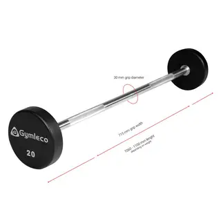 Gymleco fastmonterad skivstång 12,5 kg