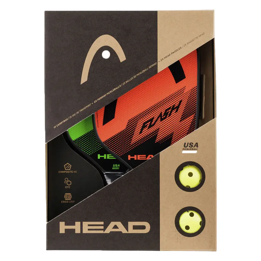 Pickleballrack Set Head Flash Träning | 2 rack | 2 bollar 