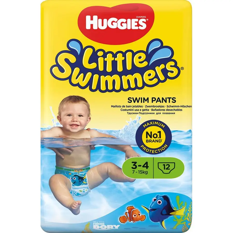 Badblöjor huggies - Little Swimmers 96st Simblöja | 7 - 15 kg grön | 3-4 år 