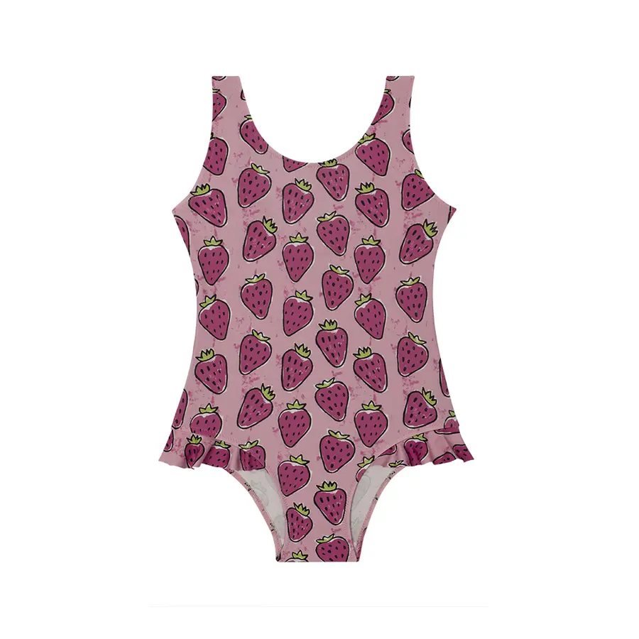 Strawberry Baddräkt 104-110cm Slipstop | Rosa | Polyester/Elastan 