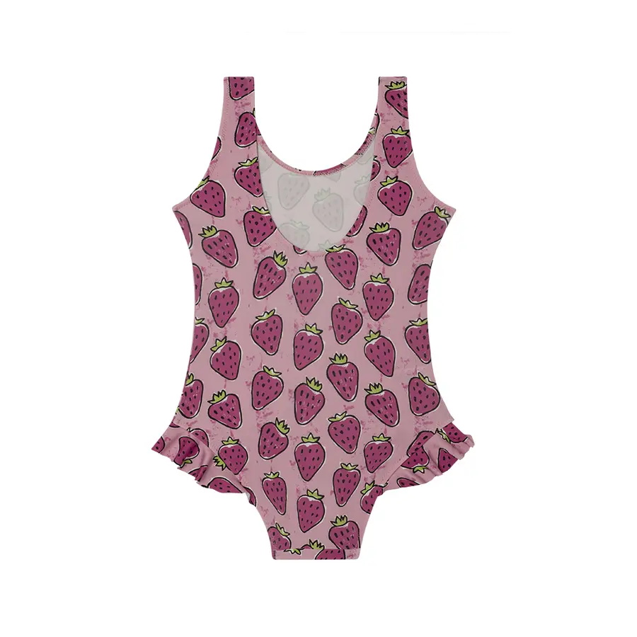 Strawberry Baddräkt 104-110cm Slipstop | Rosa | Polyester/Elastan 