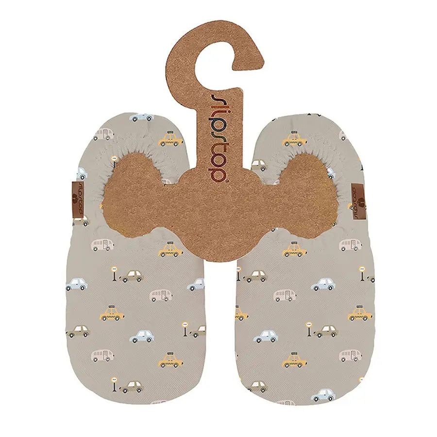 Slipstop Bootie Cars Naturel 0-6 Mnd Flexibel toffel med halkskydd 